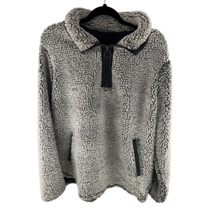 Cozy Sheerpa plus size XXL Womans fuzzy‎ gray pullover 1/4 zip sweatshirt